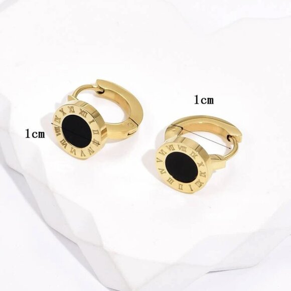 Stainless Steel Elegant Earrings Roman Numeral Women NWT - Picture 3 of 4